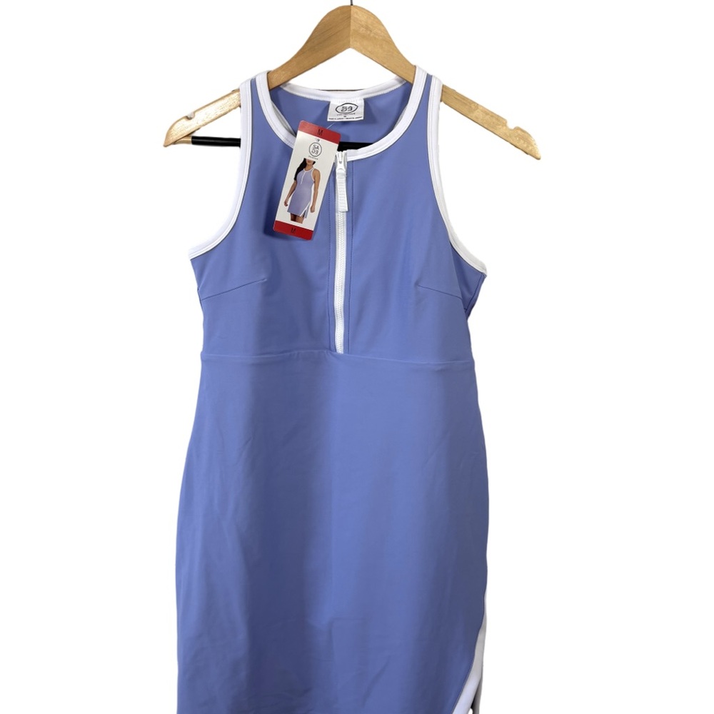 SAGE Collective Athletic Dress Blue Racerback Zip Front Size M NWT